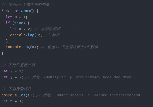 let關鍵字聲明變量的特點